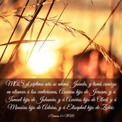 Picture 03 - 2 Crónicas 23:1 RVA - MAS el séptimo año se animó Joiada, y tomó - Bible Verse Picture