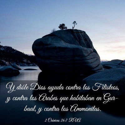 Picture 03 - 2 Crónicas 26:7 RVA - Y dióle Dios ayuda contra los Filisteos, y - Bible Verse Picture