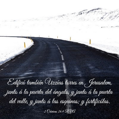 Picture 03 - 2 Crónicas 26:9 RVA - Edificó también Uzzías torres en Jerusalem, - Bible Verse Picture
