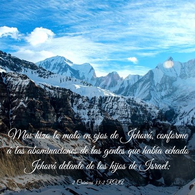 Picture 03 - 2 Crónicas 33:2 RVA - Mas hizo lo malo en ojos de Jehová, conforme á - Bible Verse Picture