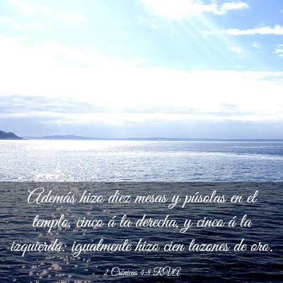 Picture 03 - 2 Crónicas 4:8 RVA - Además hizo diez mesas y púsolas en el templo, - Bible Verse Picture