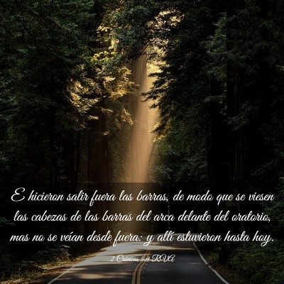 Picture 03 - 2 Crónicas 5:9 RVA - E hicieron salir fuera las barras, de modo que se - Bible Verse Picture