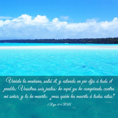 Picture 03 - 2 Reyes 10:9 RVA - Venida la mañana, salió él, y estando en pie - Bible Verse Picture