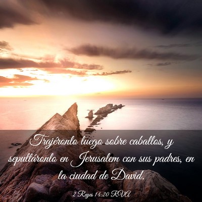 Picture 03 - 2 Reyes 14:20 RVA - Trajéronlo luego sobre caballos, y sepultáronlo - Bible Verse Picture