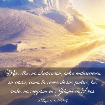 Picture 03 - 2 Reyes 17:14 RVA - Mas ellos no obedecieron, antes endurecieron su - Bible Verse Picture