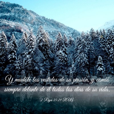 Picture 03 - 2 Reyes 25:29 RVA - Y mudóle los vestidos de su prisión, y comió - Bible Verse Picture