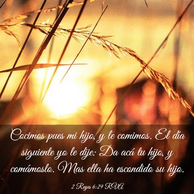 Picture 03 - 2 Reyes 6:29 RVA - Cocimos pues mi hijo, y le comimos. El día - Bible Verse Picture