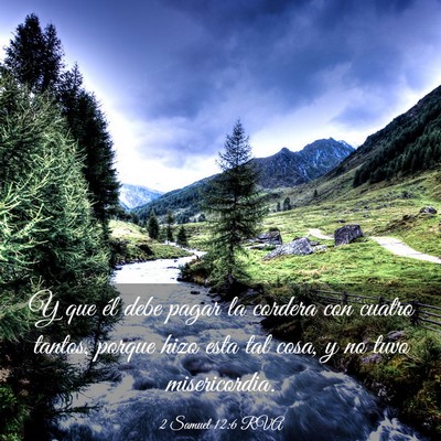 Picture 03 - 2 Samuel 12:6 RVA - Y que él debe pagar la cordera con cuatro - Bible Verse Picture