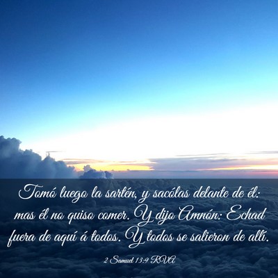 Picture 03 - 2 Samuel 13:9 RVA - Tomó luego la sartén, y sacólas delante de - Bible Verse Picture