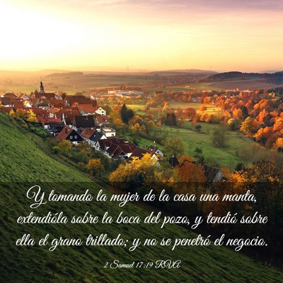 Picture 03 - 2 Samuel 17:19 RVA - Y tomando la mujer de la casa una manta, - Bible Verse Picture