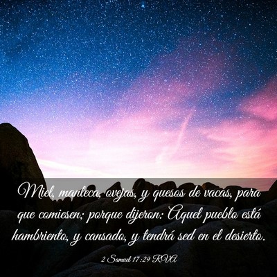 Picture 03 - 2 Samuel 17:29 RVA - Miel, manteca, ovejas, y quesos de vacas, para - Bible Verse Picture