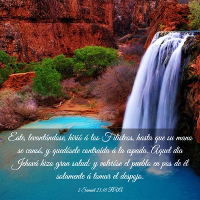 Picture 03 - 2 Samuel 23:10 RVA - Este, levantándose, hirió á los Filisteos, - Bible Verse Picture