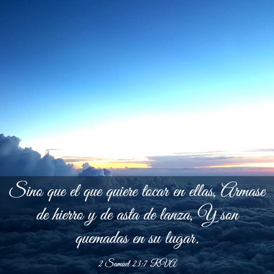Picture 03 - 2 Samuel 23:7 RVA - Sino que el que quiere tocar en ellas, Armase de - Bible Verse Picture