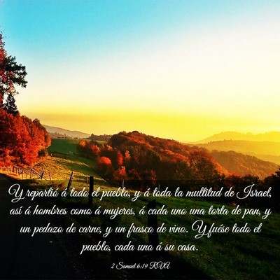 Picture 03 - 2 Samuel 6:19 RVA - Y repartió á todo el pueblo, y á toda la - Bible Verse Picture