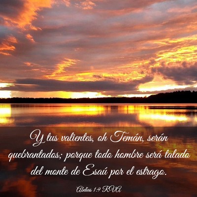 Picture 03 - Abdías 1:9 RVA - Y tus valientes, oh Temán, serán quebrantados; - Bible Verse Picture
