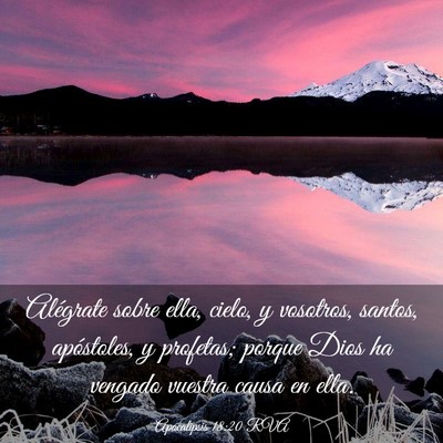 Picture 03 - Apocalipsis 18:20 RVA - Alégrate sobre ella, cielo, y vosotros, santos, - Bible Verse Picture