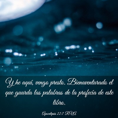 Picture 03 - Apocalipsis 22:7 RVA - Y he aquí, vengo presto. Bienaventurado el que - Bible Verse Picture