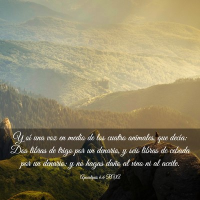 Picture 03 - Apocalipsis 6:6 RVA - Y oí una voz en medio de los cuatro animales, - Bible Verse Picture