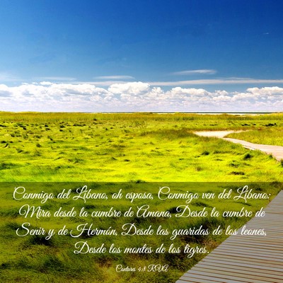 Picture 03 - Cantares 4:8 RVA - Conmigo del Líbano, oh esposa, Conmigo ven del - Bible Verse Picture