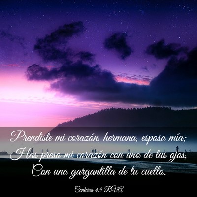 Picture 03 - Cantares 4:9 RVA - Prendiste mi corazón, hermana, esposa mía; Has - Bible Verse Picture