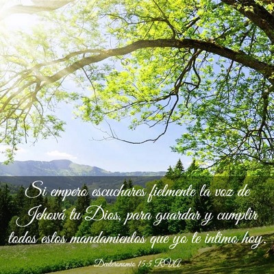 Picture 03 - Deuteronomio 15:5 RVA - Si empero escuchares fielmente la voz de Jehová - Bible Verse Picture