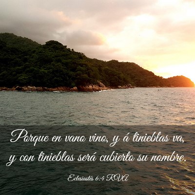 Picture 03 - Eclesiastés 6:4 RVA - Porque en vano vino, y á tinieblas va, y con - Bible Verse Picture