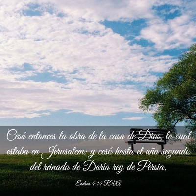 Picture 03 - Esdras 4:24 RVA - Cesó entonces la obra de la casa de Dios, la - Bible Verse Picture