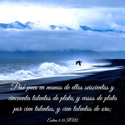 Picture 03 - Esdras 8:26 RVA - Pesé pues en manos de ellos seiscientos y - Bible Verse Picture