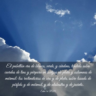 Picture 03 - Ester 1:6 RVA - El pabellón era de blanco, verde, y cárdeno, - Bible Verse Picture