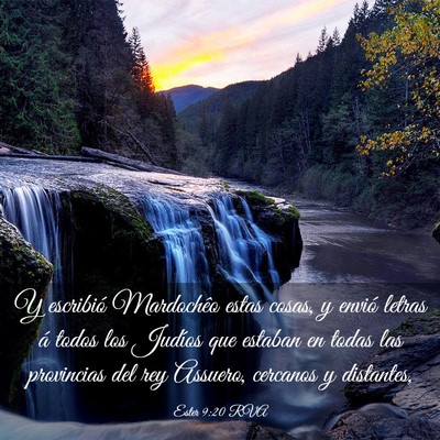 Picture 03 - Ester 9:20 RVA - Y escribió Mardochêo estas cosas, y envió - Bible Verse Picture