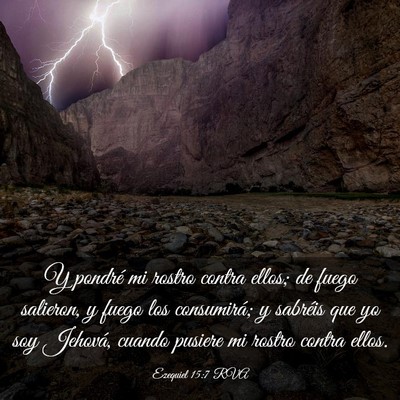 Picture 03 - Ezequiel 15:7 RVA - Y pondré mi rostro contra ellos; de fuego - Bible Verse Picture
