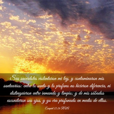Picture 03 - Ezequiel 22:26 RVA - Sus sacerdotes violentaron mi ley, y contaminaron - Bible Verse Picture