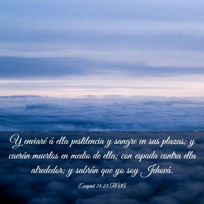 Picture 03 - Ezequiel 28:23 RVA - Y enviaré á ella pestilencia y sangre en sus - Bible Verse Picture