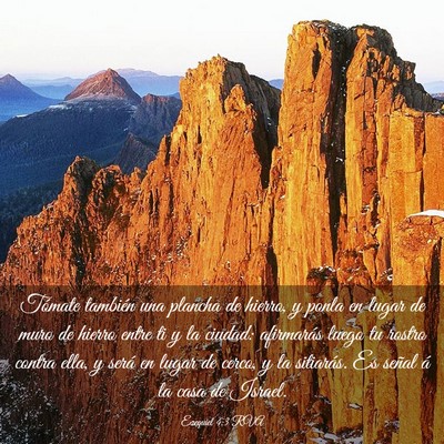 Picture 03 - Ezequiel 4:3 RVA - Tómate también una plancha de hierro, y ponla - Bible Verse Picture