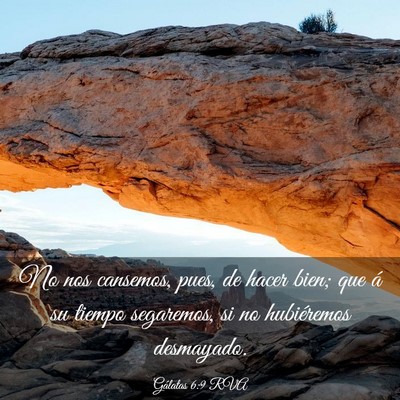 Picture 03 - Gálatas 6:9 RVA - No nos cansemos, pues, de hacer bien; que á su - Bible Verse Picture