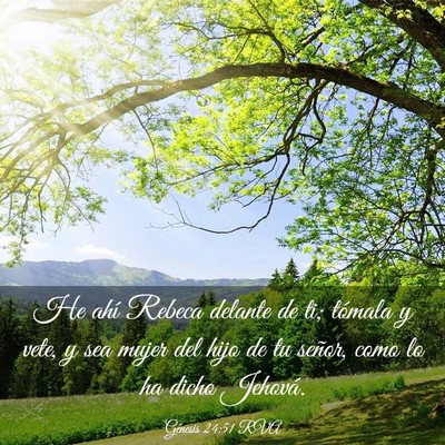 Picture 03 - Génesis 24:51 RVA - He ahí Rebeca delante de ti; tómala y vete, y - Bible Verse Picture