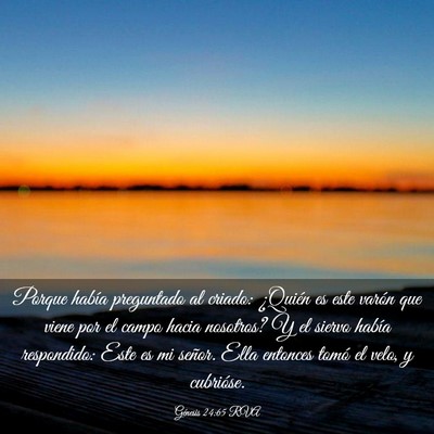 Picture 03 - Génesis 24:65 RVA - Porque había preguntado al criado: ¿Quién es - Bible Verse Picture