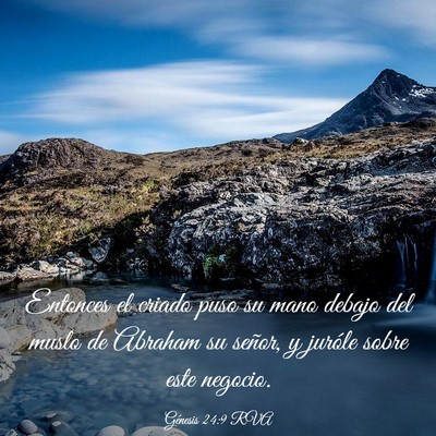 Picture 03 - Génesis 24:9 RVA - Entonces el criado puso su mano debajo del muslo - Bible Verse Picture