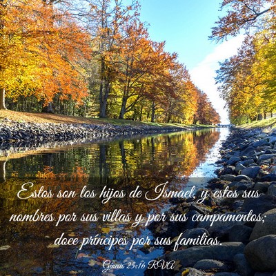 Picture 03 - Génesis 25:16 RVA - Estos son los hijos de Ismael, y estos sus - Bible Verse Picture