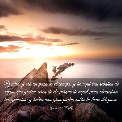 Picture 03 - Génesis 29:2 RVA - Y miró, y vió un pozo en el campo: y he aquí - Bible Verse Picture