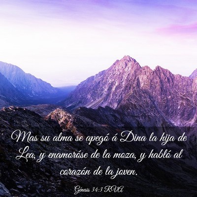 Picture 03 - Génesis 34:3 RVA - Mas su alma se apegó á Dina la hija de Lea, y - Bible Verse Picture