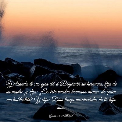 Picture 03 - Génesis 43:29 RVA - Y alzando él sus ojos vió á Benjamín su - Bible Verse Picture