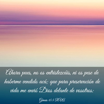 Picture 03 - Génesis 45:5 RVA - Ahora pues, no os entristezcáis, ni os pese de - Bible Verse Picture