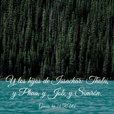 Picture 03 - Génesis 46:13 RVA - Y los hijos de Issachâr: Thola, y Phua, y Job, y - Bible Verse Picture
