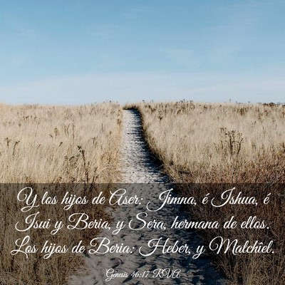 Picture 03 - Génesis 46:17 RVA - Y los hijos de Aser: Jimna, é Ishua, é Isui y - Bible Verse Picture