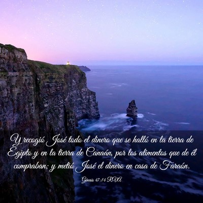 Picture 03 - Génesis 47:14 RVA - Y recogió José todo el dinero que se halló en - Bible Verse Picture