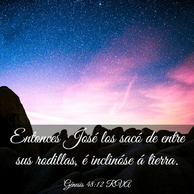 Picture 03 - Génesis 48:12 RVA - Entonces José los sacó de entre sus rodillas, - Bible Verse Picture