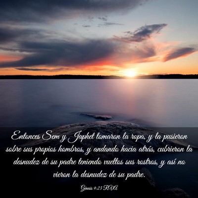 Picture 03 - Génesis 9:23 RVA - Entonces Sem y Japhet tomaron la ropa, y la - Bible Verse Picture
