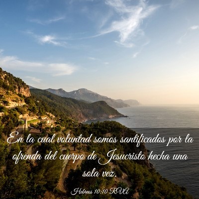 Picture 03 - Hebreos 10:10 RVA - En la cual voluntad somos santificados por la - Bible Verse Picture
