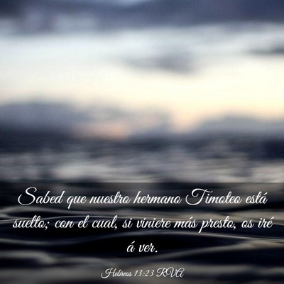 Picture 03 - Hebreos 13:23 RVA - Sabed que nuestro hermano Timoteo está suelto; - Bible Verse Picture